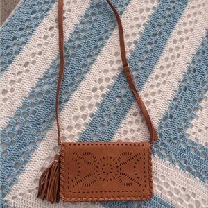 Boho Tan Crossbody Bag with Tassel